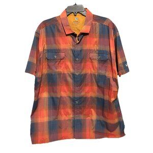 Kuhl Men's XXL Plaid Shirt - Red and Blue Short Sleeve Polyester